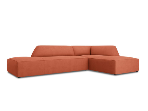 Micadoni rechter hoekbank Ruby 4-zits, structurele stof, koraal - 180x273x69cm