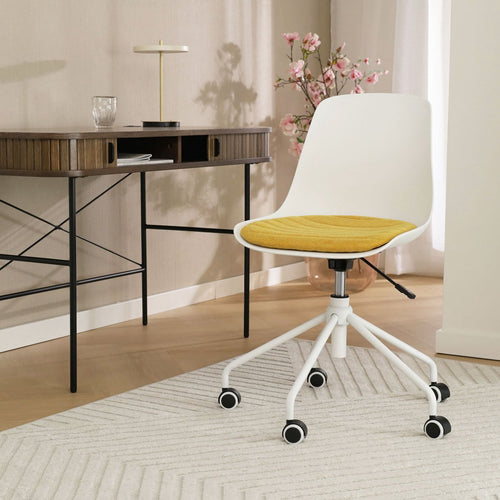 Nolon Nout-Liv Bureaustoel Wit - Okergeel Kussen - Wit Onderstel - vtwonen shop