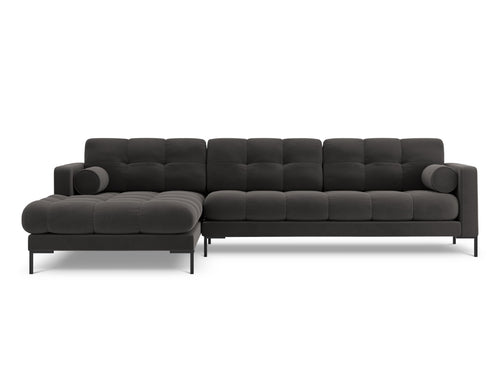 Cosmopolitan Design linker hoekbank Bali 5-zits, flueel, donkergrijs - 185x293x75cm