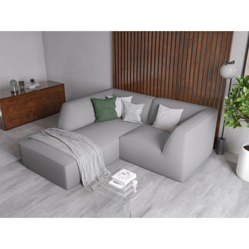 Cosmopolitan Design - Modulaire hoekbank links Siena 3-zits, structurele stof lichtgrijs - 180x186x69cm