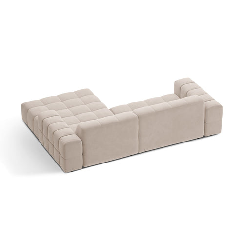 Cosmopolitan Design - Rechter hoekbank Chicago 3-zits, flueel lichtbeige - 167x234x78cm