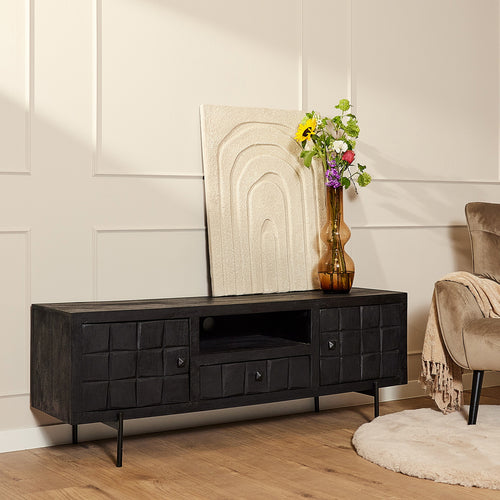 StarFurn Tv-Meubel Brandy - Zwart Mangohout - 150x40x55cm