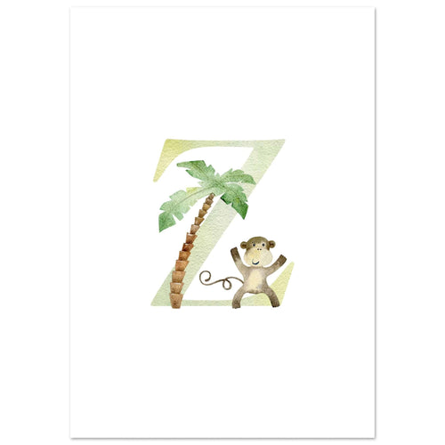 Artfulprints  Letter Z kindernaam   poster A4 21x29.7 cm - vtwonen shop