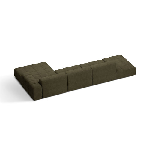 Cosmopolitan Design - Rechter hoekbank Chicago 5-zits, chenille groente - 167x348x78cm