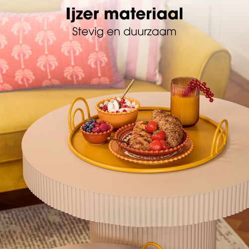 Mica Decorations Dienblad met Handgrepen - Set van 3 - Decoratie Woonkamer - Ook leuk als Kaarsenplateau, Onderzetter of Plantenonderzetter - IJzer -