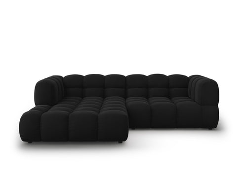 Cosmopolitan Design Modulaire hoekbank links Sky 3-zits, flueel, zwart - 162x244x70cm