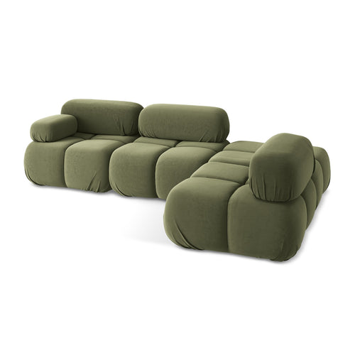 LaMiaSofa hoekbank rechts Sanremo - velours - olijf - 285x190x70