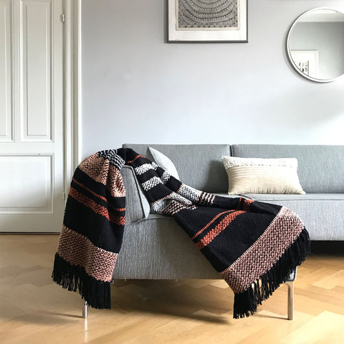 Malagoon plaid- Multicolor zwart bouclé - 125x150cm
