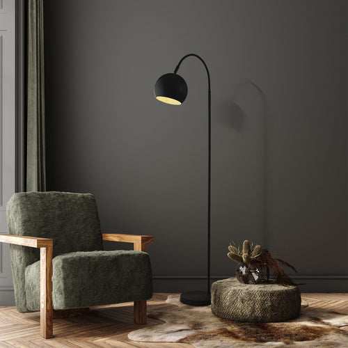 Searchlight Calumn Staande lamp mat zwart metaal