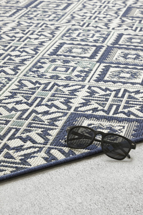 AFK Living vloerkleed Nazare - voor binnen en buiten - blauw - 200 x 290 cm