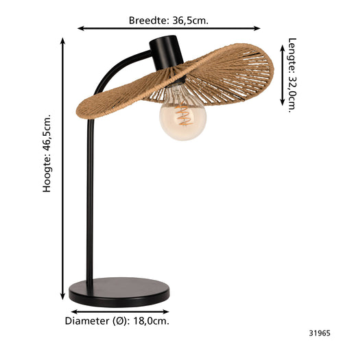 EGLO tafellamp Siruela - e27 - h 46.5 cm - papier - natuur - vtwonen shop
