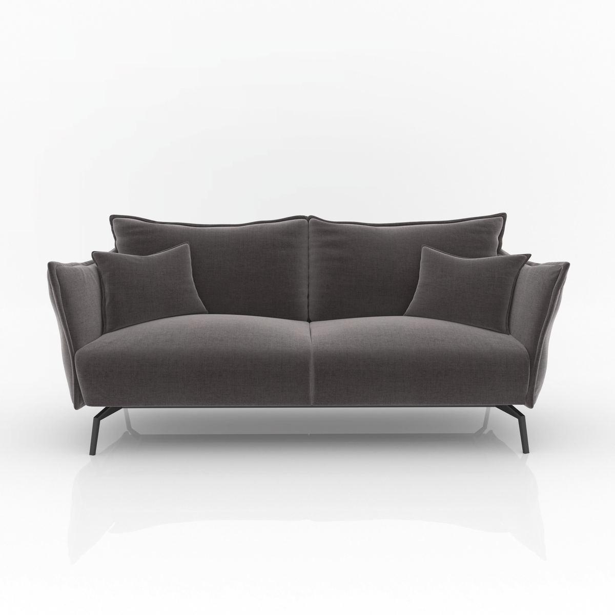 Sia Home - Rechte bank LENNY - Fluweel - Grafiet grijs - 180cm ...