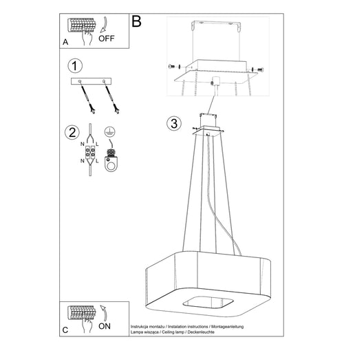 Sollux Lighting Kroonluchter URANO 60 zwart - 60x60x112cm
