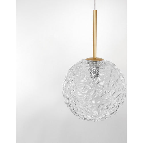 Merano Concord Globe Hanglamp Plafondlamp Helder Gestructureerd Glas, Geborsteld Goud Staal LED E27