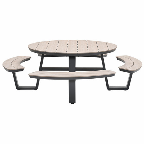 Garden Impressions picknicktafels Sarria donker grijs - vironwood - Ø148x75 cm - vtwonen shop