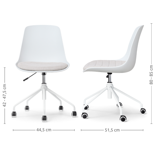 Nolon Nout-Liv Bureaustoel Wit - Beige Kussen - Wit Onderstel