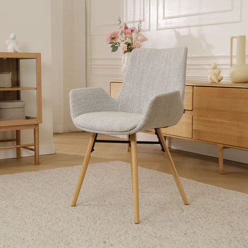 Nolon Nena-Eef Eetkamerstoel Beige Gemêleerd - met Armleuning - Stof - vtwonen shop