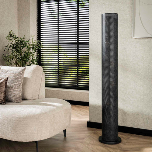 Giga Meubel Vloerlamp Koker Mesh - Zwart Metaal - 5-Lichts - 28x28x149cm - vtwonen shop