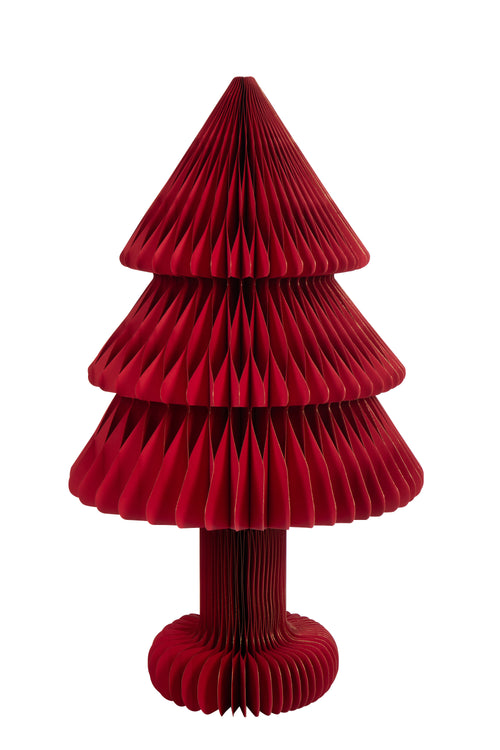 J-Line decoratie Kerstboom Vouwbaar - papier - kerstrood - large