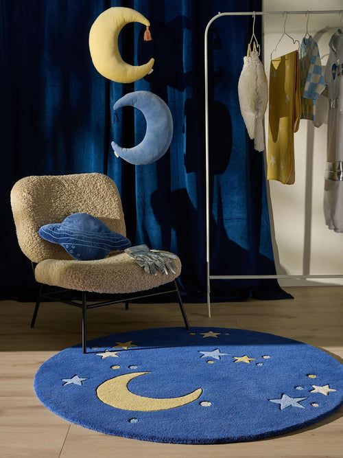 benuta kindervloerkleed Alex - blauw - ø 120 cm