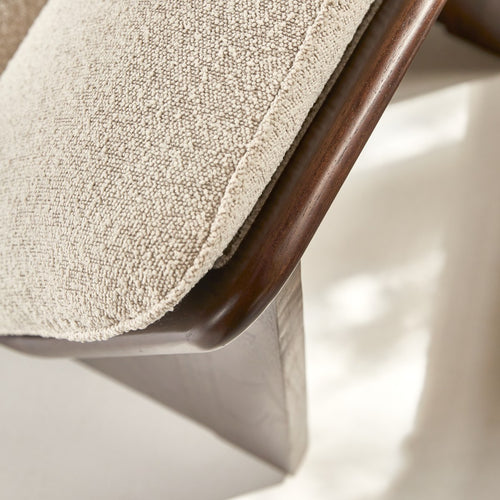 Tikamoon Fauteuil in massief mindihout en ecru stof - Beige