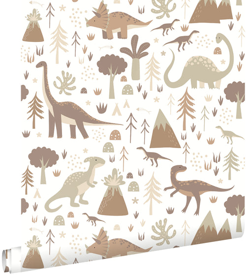 ESTAhome behang dinosaurussen bruin - 50 x 900 cm - 131355