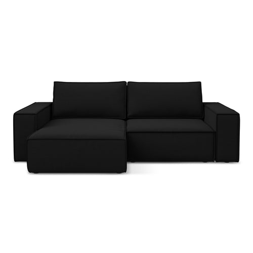 LaMiaSofa hoekbank links Livorno - velours - zwart - 257x148x82