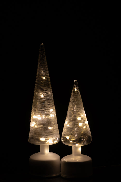 J-Line decoratie Boom Draaiend - glas - wit/transparant - large - LED lichtjes - vtwonen shop