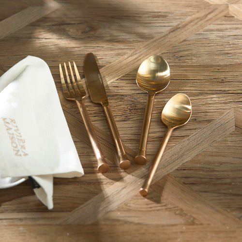 Rivièra Maison RM Navigli Cutlery 4 pieces - Roestvrij Staal - Goud - vtwonen shop