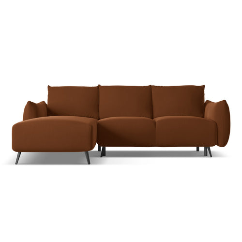 LaMiaSofa hoekbank links Genova - velours - terracotta - 242x162x86