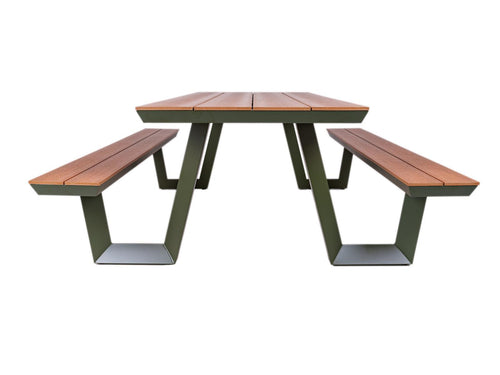 MaximaVida aluminium picknicktafel Bermuda 200 cm olijfgroen - vtwonen shop