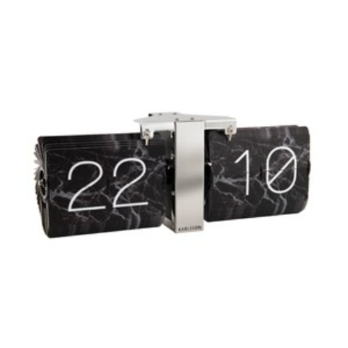 Karlsson tafelklok Flip Clock No Case Marble - zwart - 8.5x36x14cm - vtwonen shop