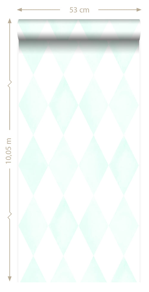 Origin Wallcoverings behang wieberruit-motief mat wit en mintgroen - 53 cm x 10.05 m - 337218