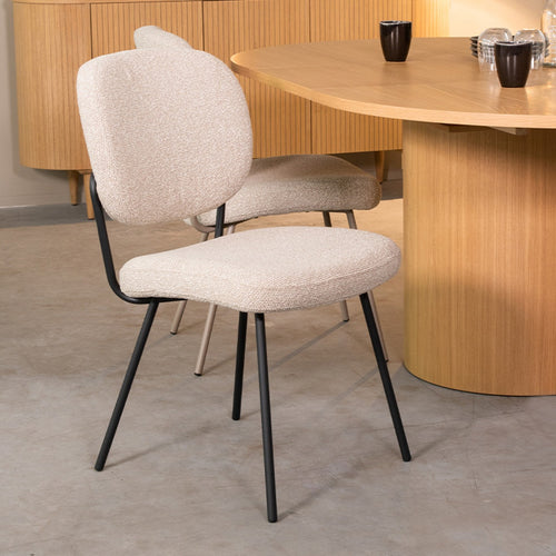 LABEL51 Eetkamerstoel Singapore - Naturel/Zwart - Set van 2 - vtwonen shop