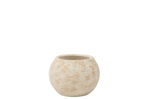 J-Line bloempot Rustiek - cement - wit - large - Ø 23 cm