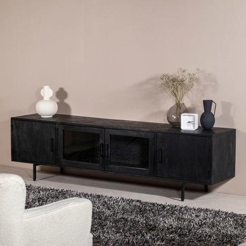 Giga Meubel Tv-Meubel Luca - Mangohout/Metaal - Zwart - 200cm - vtwonen shop