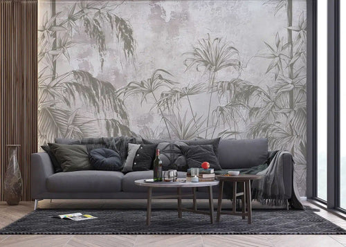 Sanders & Sanders fotobehang jungle bladeren grijs - 375 x 270 cm - 601428