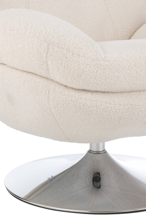 J-Line zetel Relax + Voetbank - metaal/multiplex  - creme/zilver