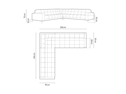 Cosmopolitan Design Symmetrische hoekbank Bali 6-zits, flueel, donkerblauw - 256x256x75cm