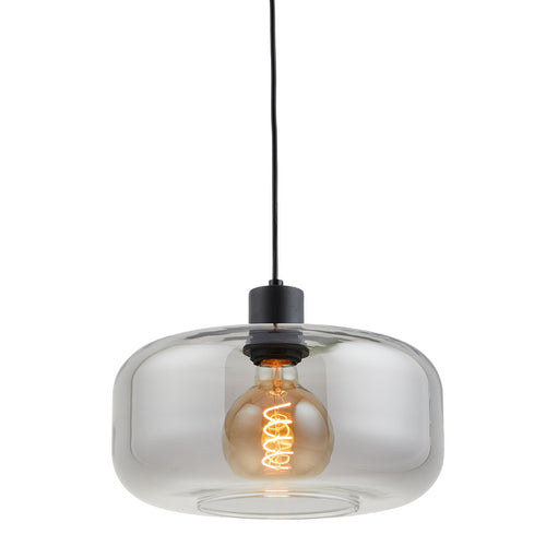 Ligtho | Art deco hanglamp zwart met smoke glas | Velo - vtwonen shop