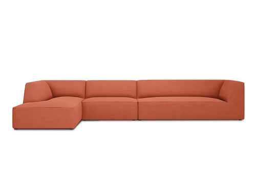 Micadoni linker hoekbank Ruby 5-zits, structurele stof, koraal - 180x366x69cm