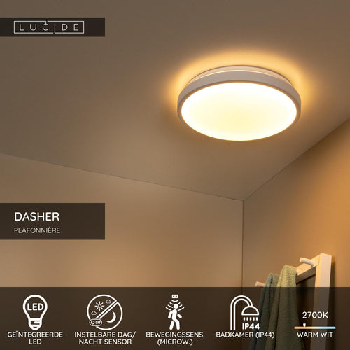 Lucide plafonnière badkamer DASHER - 1xGeïntegreerde LED - Wit