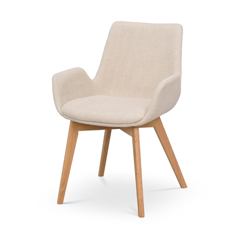 Rowico Home Drimsdale Eetkamerstoel Beige / Eiken - Met Armleuning - vtwonen shop