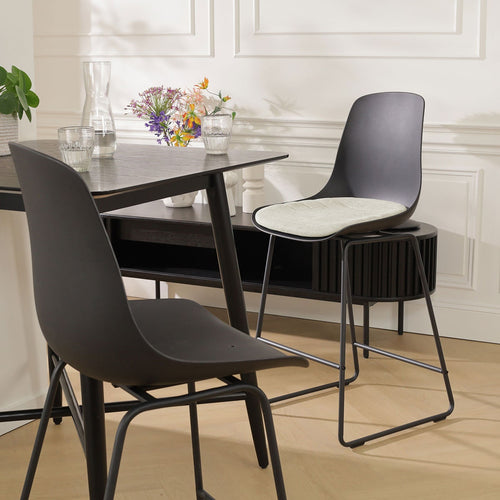 Nolon Nino-Liv Barkruk Zwart met Naturelbeige Zitkussen Zwarte Poten  65 Cm