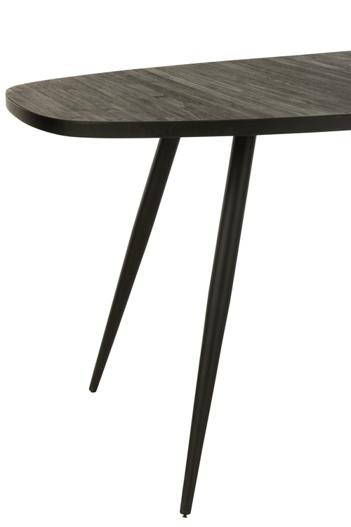 J-Line ettafel Ovaal Gerecycleerd - hout - zwart - vtwonen shop