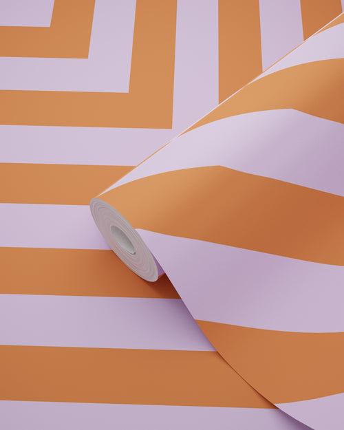 ESTAhome behang chevronpatroon paars en terracotta - 50 x 900 cm - 131409 - vtwonen shop