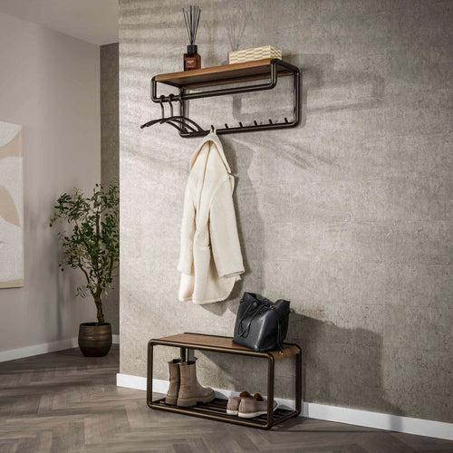 Giga Meubel Kapstok Luno - Bruin Metaal - 8-Haaks - 80x30x33cm - vtwonen shop
