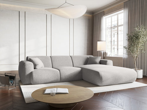 Cosmopolitan Design rechter hoekbank Nolio 4-zits, chenille, lichtgrijs - 170x260x72cm