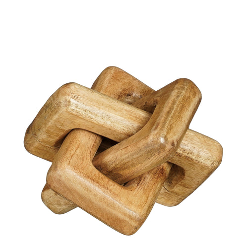 Mica Decorations Knoop Woondecoratie - L19 x B19 x H19 cm - Mangohout - Bruin
