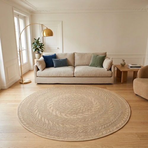 AFK Living vloerkleed BROOK - Vloerkleed geschikt voor gebruik binnenshuis en buitenshuis - beige - 160x160 cm